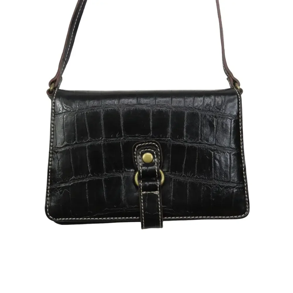 Y2K Nine West Vintage Black Alligator Mini Bag Faux Leather